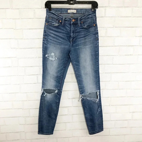 Madewell High Riser Distressed Skinny Jeans Women's Waist Size 27 - Picture 1 of 7